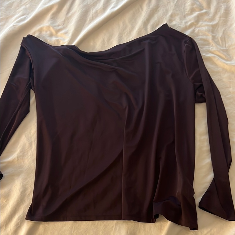Express Black Asymmetrical Long Sleeve Blouse